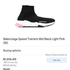 Balenciaga Black and Light Pink Speed Trainer Mid Women's Sneakers